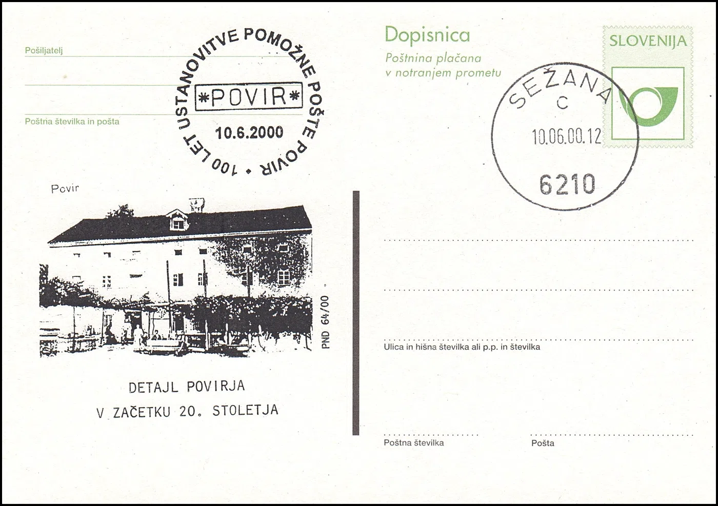 100 LET USTANOVITVE POMOŽNE POŠTE POVIR